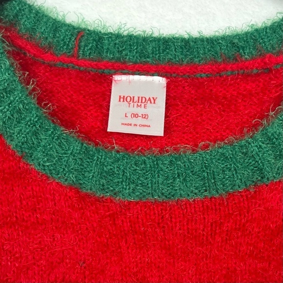 Christmas Reindeer Girls Holiday Time Sweater Size Large (10-12) - Picture 5 of 8